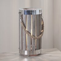Farmhouse Grey Wash Wood Small Lantern Table Lamp - Grey