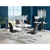 Novara White High Gloss 120cm Dining Table 6 Murano Chairs - Black