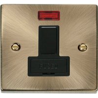 Antique Brass 13A Fused Connection Unit Switched With Neon - Antique Brass