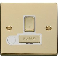 Polished Brass 13A Fused Ingot Connection Unit Switched With Flex - White