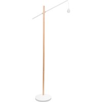 Adrianna White and Natural Wood Pole Hanging Floor Lamp Base - Yellow