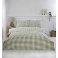 Cottagecore Gingham Duvet Cover Set - Green / Single