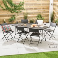 Rattan Effect Folding Garden Table - Black / 6ft