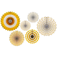 Hanging Paper Fans Six Pack - Gold