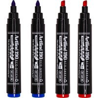 Artline Eco-Green Permanent Marker Dry Safe Pack of 4 - Chisel nib - Blue & Red