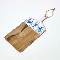 Sea Animal Mango Wood Chopping Board - Natural, Blue
