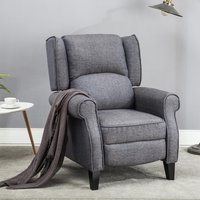 Eaton Wing Back Fireside Check Fabric Recliner Armchair - Herringbone Blue