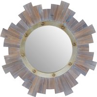 Mataram Black Natural Rattan Eye Shape Wall Mirror - Grey