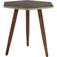 Boho Hexagonal Wooden Side Table - Brown