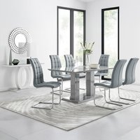 Imperia 6 Grey Dining Table and 6 Murano Chairs - Grey