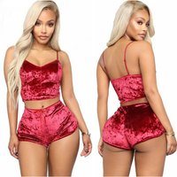 Luxury Velvet Pyjamas Suit - Red / 98cm