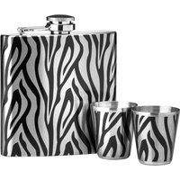 Auden Zebra Hip Flask and Shot Glasses Set - Assorted