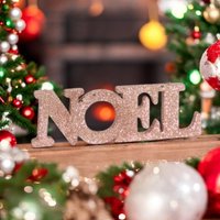 Glitter Noel Hanging Decoration - L25 x H8.5cm - Rose Gold