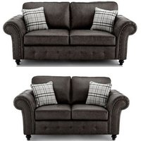 Chicago Oakland 3 and 2 Seater Sofa Set - Black