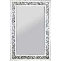 Full Border Crushed Jewel Wall Mirror - Silver