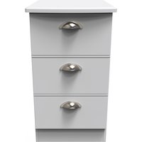 Victoria Ready Assembled 3 Drawer Bedside Cabinet - Grey Matt
