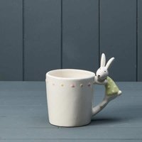 Charming White Ceramic Rabbit Mug - White