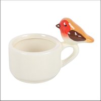 Robin Tealight Holder Ceramic Cup Cream Warm Glow - White