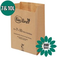 7 & 10L Bioliner Paper Compostable Caddy Liners (Medium) - 25 Bags - 200 Bags / 200