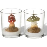 Heaven Sends Set of 2 Toadstool Autumnal Glass Candles | Size: 2 Pack