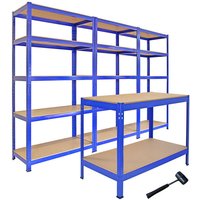 Monster Racking 3 T Rax Storage Shelving Units 120cm Q Rax Workbench - Blue