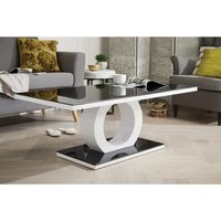 FurnitureboxUK, Giovani Modern Halo High Gloss and Glass Coffee Table - Black & White FurnitureboxUK, Giovani Modern Halo High Gloss and Glass Coffee Table - Black & White