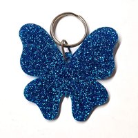 Glitter Acrylic Butterfly Keyring - Blue