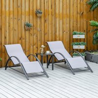 Outsunny 3 Pieces Lounge Chair Set - Light Grey