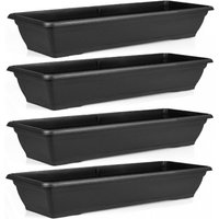 Large 72cm Plastic Trough Planter Set of 4 - Black
