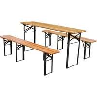 BIRCHTREE Outdoor Wooden Folding Beer Table Bench Set - Natural