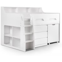 MADGE, Madge - Children's Mid-Sleeper Storage Bed With Pull Out Desk - White - 3ft Single 90 x 190 MADGE, Madge - Children's Mid-Sleeper Storage Bed With Pull Out Desk - White - 3ft Single 90 x 190