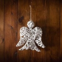 White Angel Wicker Christmas Decoration - White