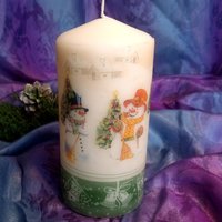 Christmas Candle Snowman - White / 13
