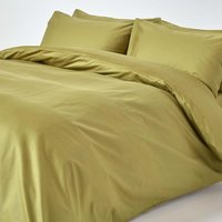 Satin Feel 1000 TC Egyptian Cotton Duvet Cover with Pillowcase - Olive Green / Double / 200cm / 2.1kg