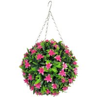 Best Artificial 28cm Pink Lily Hanging Basket Flower Topiary Ball - Pink
