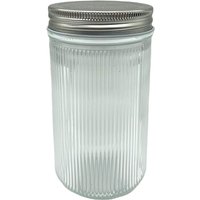 Ribbed Glass Jar - Clear / Large