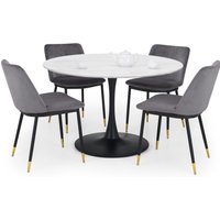 Holland Round Table and Delaunay Chairs Set - Grey / 1 Table and 4 Chairs