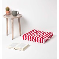Homescapes Cotton Thick Stripe Floor Cushion - Red / 10cm
