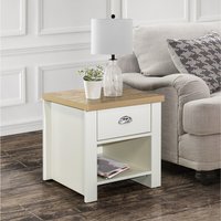 Highgate 1 Drawer Lamp Table - Cream & Oak