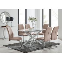 LIRA 120 Extending Kitchen Dining Table and 6 Lorenzo Chairs - Cappuccino