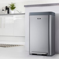 65L Recycle Pedal Bin Wide Single Pedal Operation Single Compartment - Silver