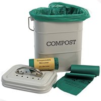 5-6L Compostable Bags Kitchen Food Waste Caddy Bin Liners Biodegradable - Green / 100