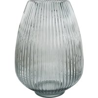 Smoke Grey Ridged Glass Vase - Smoke Ridged