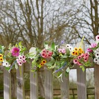 180cm Summer Floral Garland - Green/Pink/Yellow