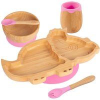5pc Bamboo Dinosaur Baby Weaning Set - Pink