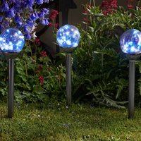 Set of 4 Solar Powered Firefly Opal Stake Lights - Black