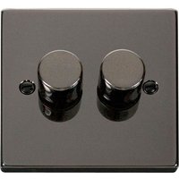Black Nickel 2 Gang 2 Way LED 100W Trailing Edge Dimmer Light Switch - Black Nickel