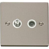 Pearl Nickel Satellite Coaxial Socket 1 Gang - White