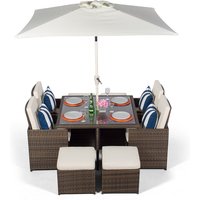 Giardino Rattan Cube Dining Set - Brown / 4