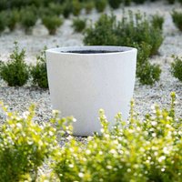 Handmade White Egg Shaped Fiberstone Planter - White / 113l